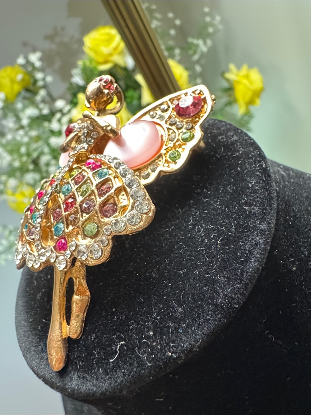 Gold-Tone Multicolor Crystal Ballerina Brooch - Women's Jewelry - Picture 2 of 4